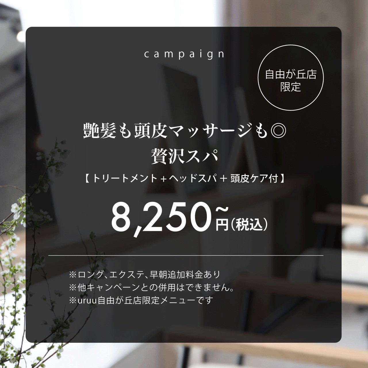 【自由が丘限定】艶髪×極上スパで贅沢ケア！